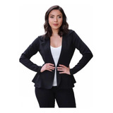 Blazer Feminino Casaco De Neoprene Manga Longa Acinturado