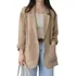 Blazer Feminino De Algodão Linho Longo Escritório Casual