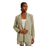 Blazer Feminino Hering Fio Tinto Tecido Rústico Confortável