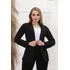 Blazer Feminino Linho Max Alfaiataria Sem Gola Acinturado