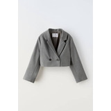 Blazer Zara Cropped Cinza