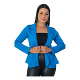 Blezer Casaquinho Com Babado Famenino Neoprene Terninho Top