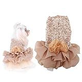 Bling Dog Dress Confortável Dog Luxury Princess Vestido De Noiva Vestido De Noiva Brilhante Pet Lace Dress (ouro L)