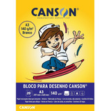 Bloco Papel Canson Desenho Escolar Branco 140g A3 20 Folhas