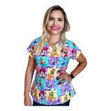 Blusa - Pijama Cirúrgico Estampado -scrub - Turma Do Mickey