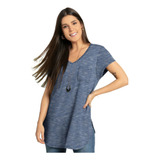 Blusa Alongada Com Decote