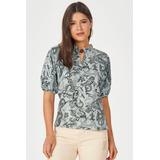 Blusa Ampla Estampada Manga
