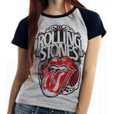 Blusa Baby Look Rolling Stones Retro Boca Lingua Banda Rock