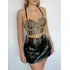 Blusa Balada Espatilho Pedraria Franja Top Cropped Luxojl697