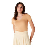 Blusa Básica Manga Curta Em Malha De Algodão