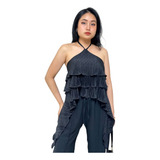 Blusa Bata Babado Plissada