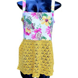 Blusa Bata Feminina C/ Crochê Amarela Feito À Mão - Flores