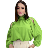 Blusa Bata Feminina Cropped