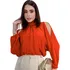 Blusa Bata Feminina Cropped Manga Bufante Gola Alta Babado