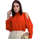 Blusa Bata Feminina Cropped