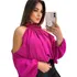 Blusa Bata Feminina Cropped Manga Bufante Gola Alta Babado