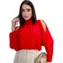 Blusa Bata Feminina Cropped Manga Bufante Gola Alta Babado