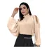 Blusa Bata Feminina Gola Alta Manga Bufante Ombro Vazado