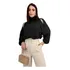 Blusa Bata Feminina Gola Alta Manga Bufante Ombro Vazado