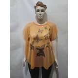Blusa Bata Laranja Estampa