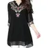 Blusa Bata Moda Feminina Chiffon Preta Linda Nuances Bordada
