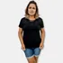 Blusa Bata Viscolycra Lisa Com Detalhe Em Renda No Ombro