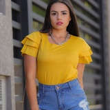 Blusa Blusinha Babado Suede