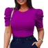 Blusa Blusinha Feminina Manga Curta Bufante Princesa Canelad
