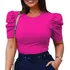 Blusa Blusinha Feminina Princesa Canelada Manga Curta Bufant