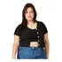 Blusa Bolero Cropped Plus Size Feminina Tricot Verão Botão