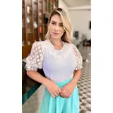 Blusa Branca Bordada Guipir