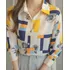 Blusa Camisa Elegante Feminina Social Chiffon Color Block