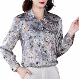 Blusa Camisa Feminina Vintage Clássica Cetim Elegante Belys