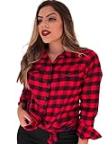 Blusa Camisa Feminina Xadrez Flanelado R054 (vermelho, M)