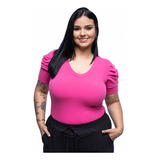 Blusa Canelada Feminina Manga