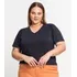 Blusa Canelada Plus Infinita Cor Azul
