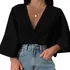 Blusa Canelada Social Manga Morcego Feminina Malha Soltinha 