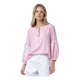 Blusa Carmim Bordada Rosa