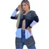 Blusa Casaco Cardigan Listrado Bolso Tricô Manga Longa Linda