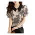 Blusa Casual Feminina Moda Chiffon Rose Black Linda Cistens