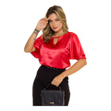 Blusa Cetim Manga Curta