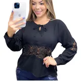 Blusa Chiffon Detalhe Renda