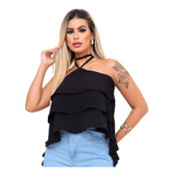 Blusa Cropped Babado Bata