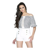 Blusa Cropped Ciganinha Listrada