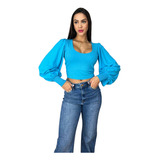 Blusa Cropped Com Manga