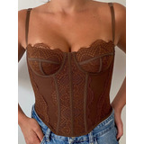 Blusa Cropped Corselet Renda