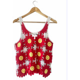 Blusa Cropped Croche Margaridas