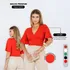 Blusa Cropped Decote V Manga Ampla Elegante Envio Rápido