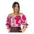 Blusa Cropped Estampa Rosa Feminina Manga Longa Verão Lastex