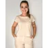 Blusa Cropped Feminina Alfaiataria Linho Manga Curta